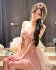 French Pure Desire Polka Dot Sexy Nightgown (2-Piece Set)