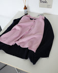 MIU-Style Wool-Blend Layered Knit Cardigan