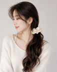 Luxury Korean-Inspired Silk Satin Rhinestone Scrunchie