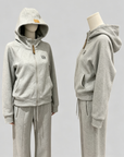 Fleece-Lined Thickened Hooded W Logo Zip Set