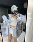 Striped Long-Sleeve Shirt + Shorts Set