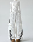 American-Style Quilted Diamond Pattern Blade-Cut Pants