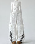 American-Style Quilted Diamond Pattern Blade-Cut Pants