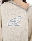Spring/Summer New Arrival Unique Asymmetric Zipper Off-Shoulder Sweatshirt