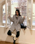 Korean-style wool knit cardigan with a relaxed, stylish design