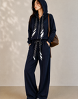 Ribbon Hoodie & Wide-Leg Sweatpants Set
