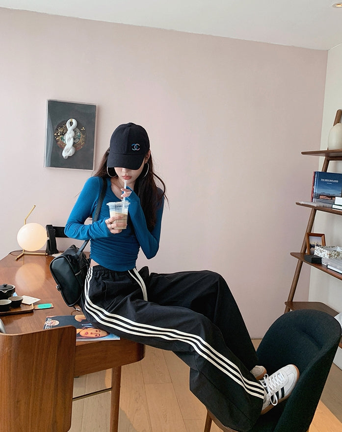 American-Style Striped Eco Cotton Drawstring Lounge Pants