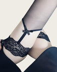 Lace Garter Belt with Black Stockings