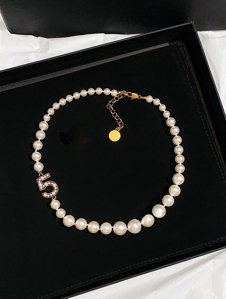 Chanel-Inspired No.5 Pearl Necklace