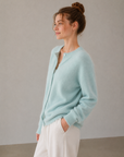 Fluffy Knit Cardigan in Soft Lake Blue