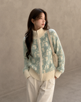 Letter Jacquard Wool Thick Jacket
