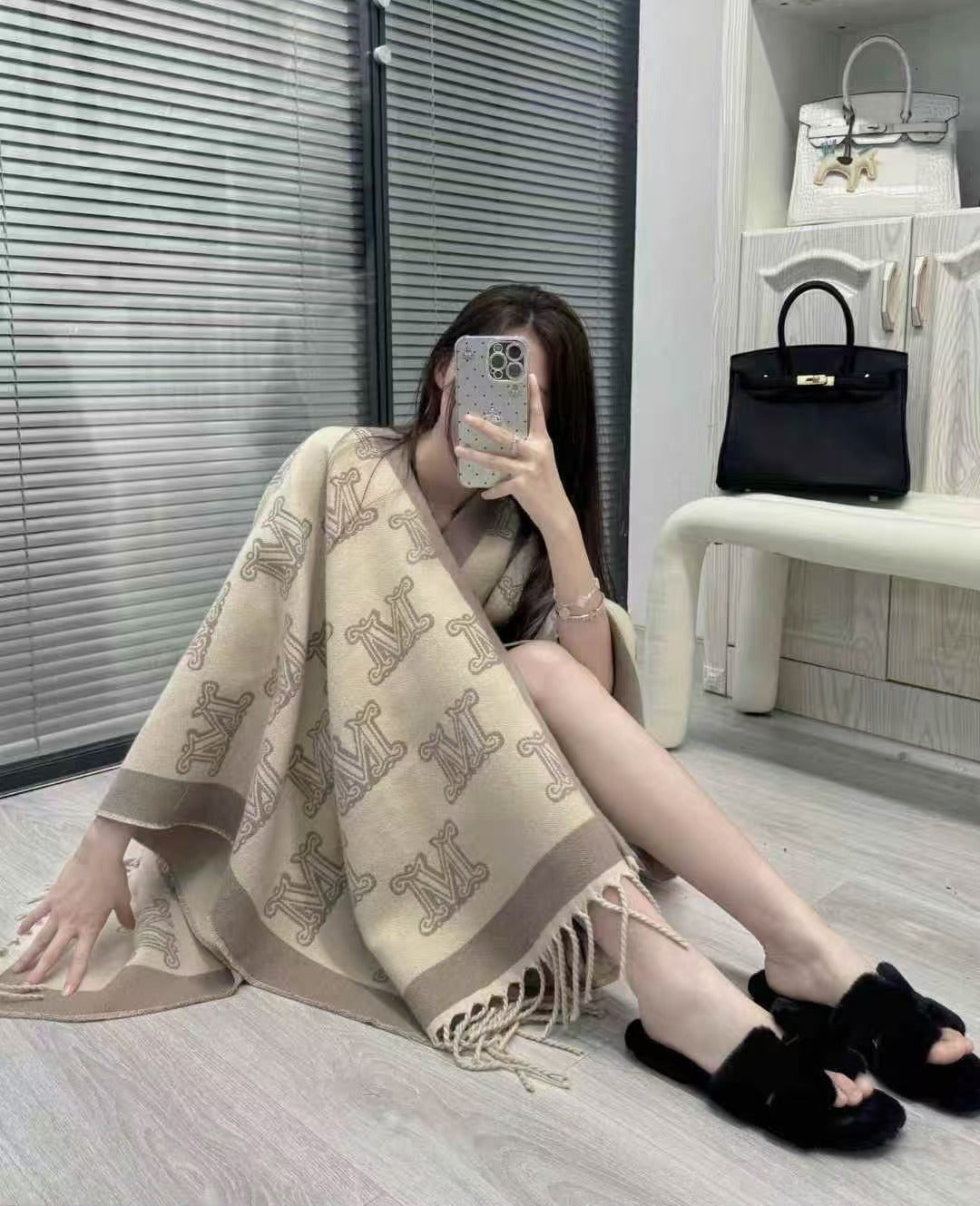100% Pure Cashmere Oversized Fringe Shawl/Scarf