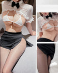 Sexy Secretary/Maid Multi-Piece Lingerie Set with Stockings
