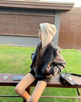 Grey Baseball Jacket + Hooded Sweatshirt 2-Piece Set