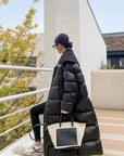 Glossy Oversized Collar Down Coat – Wash-Free Finish