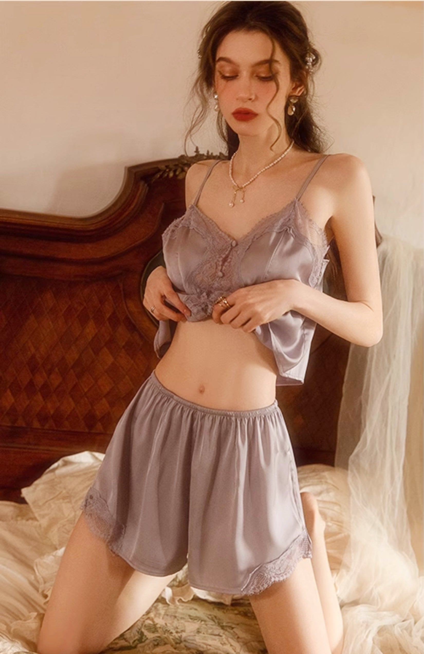 Pure Desire Semi-transparent Lace Pajama Set