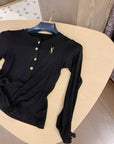 3D Gold Thread Embroidered High-Stretch Top