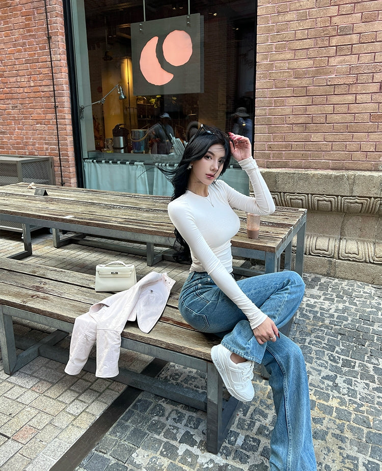 Slim Fit Long Sleeve Tee with Pony Embroidery