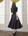 Hepburn-inspired high-waisted French A-line skirt