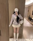 Zip-Up Knitted Hoodie with 3D Embroidered Logo