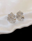 Korean Hollow Exquisite Rhinestone 925 Silver Stud Earrings
