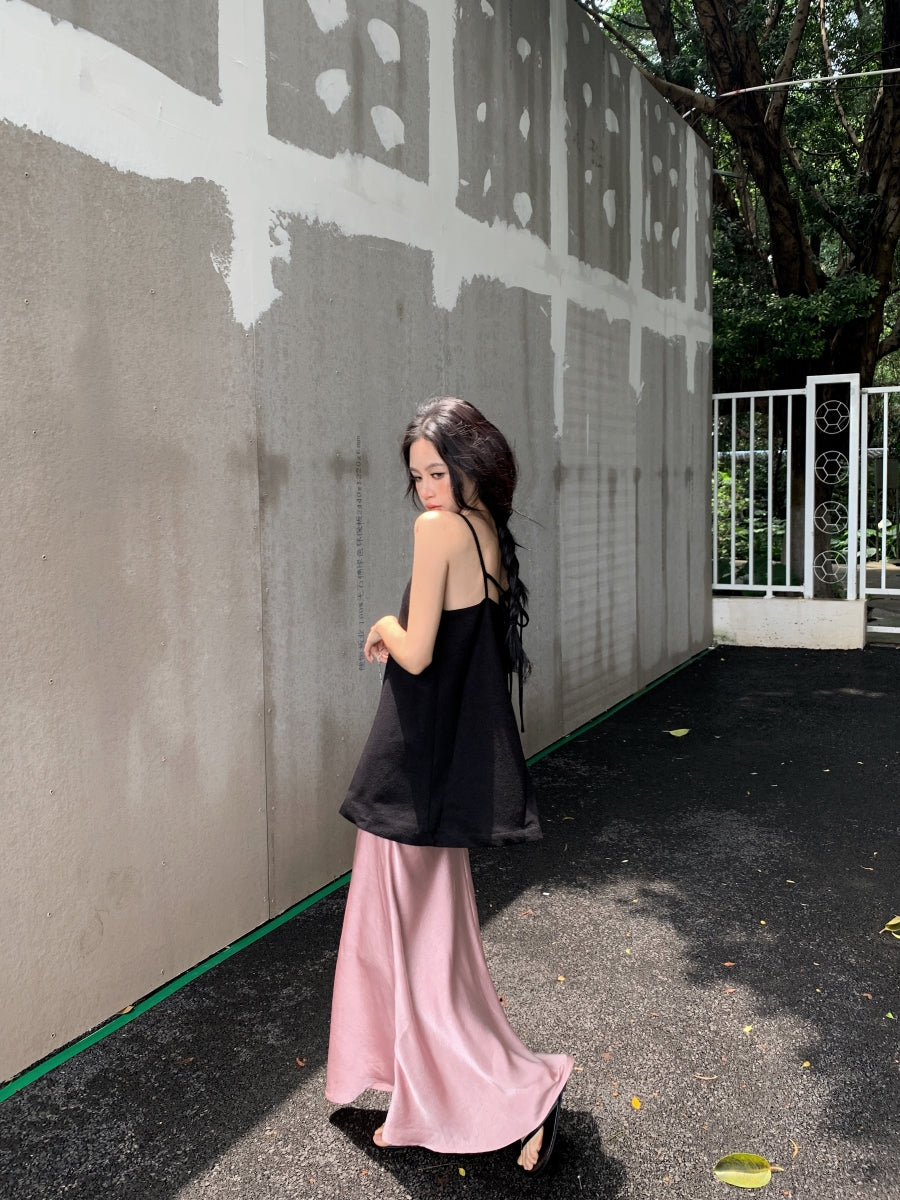 Must-Have Tie-Strap Camisole + Acetate Satin Mermaid Skirt