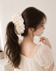 Korean-Inspired Oversized Pearl Satin Scrunchie