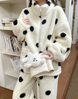 New Winter Thick Fleece-Lined Flannel Loungewear Set