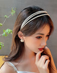 Three Layers Height Cranial Top Pearl Hair Hoop