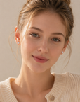925 Silver Four-Leaf Clover Rhinestone Stud Earrings