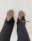 Mink Fleece Straight Slacks With a Slit