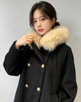 Mocha Fur-Collar Cape Coat