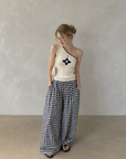 Asymmetrical One-Shoulder Contrast Knit Tank Top