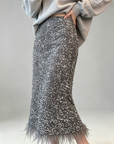 Sequin Skirt with Ostrich-Feather Trim