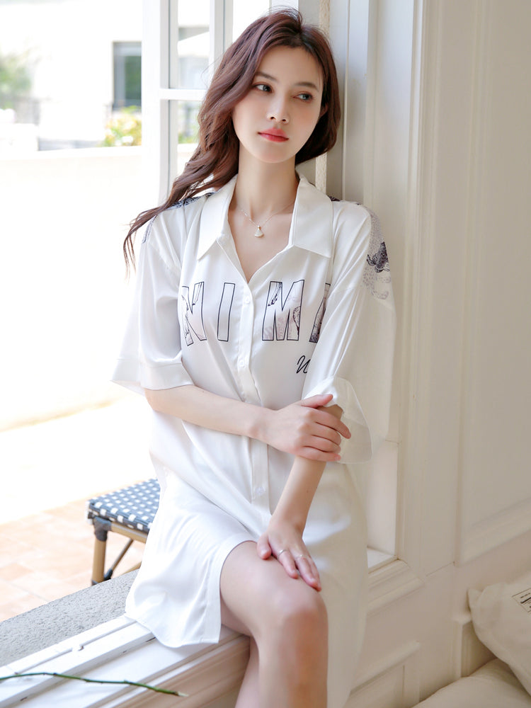 Silky Soft Boyfriend Shirt Nightdress