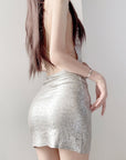Silver Chain Backless Dress