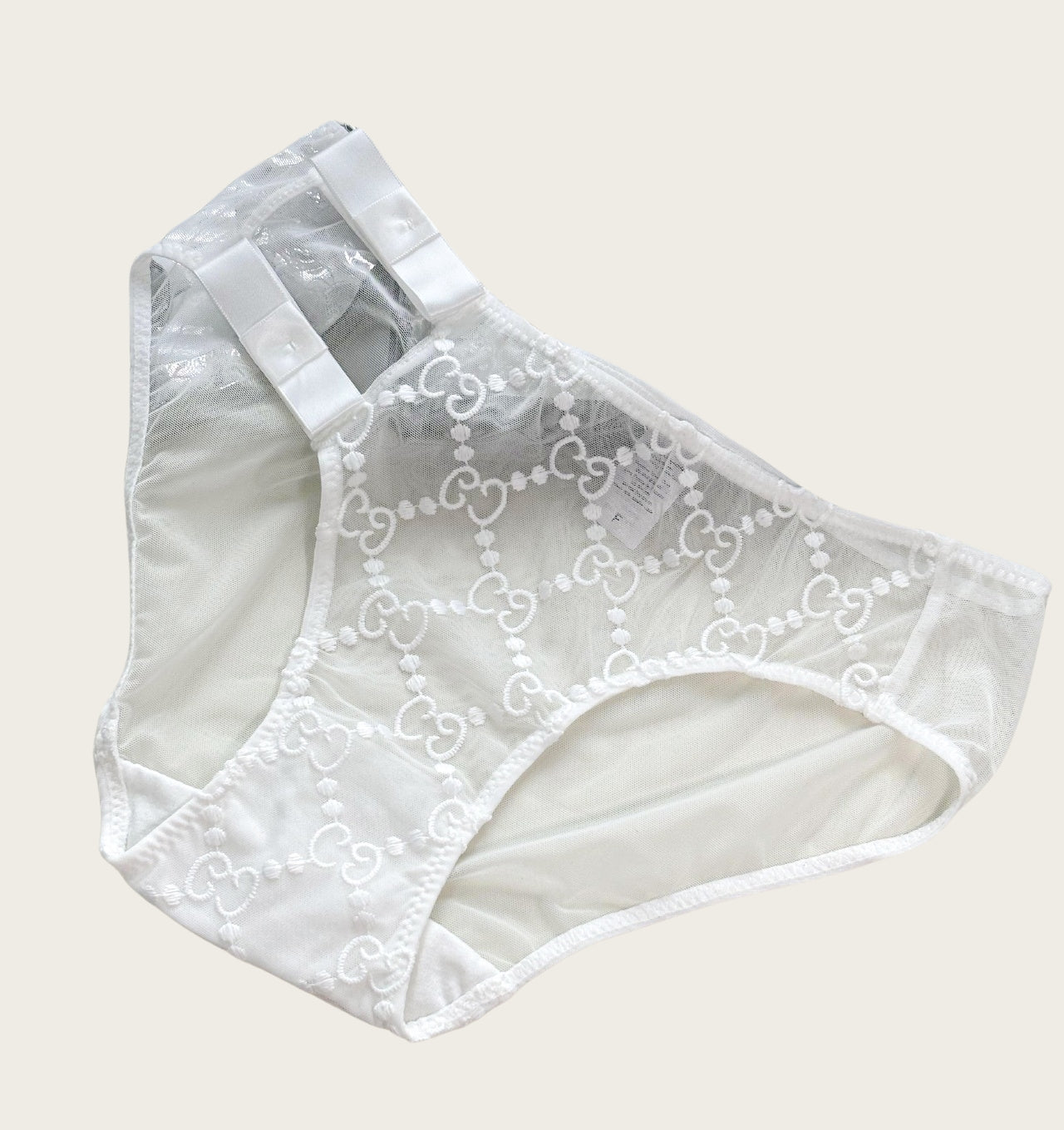 Double Bow Embroidered Mesh Low-Waist Pantie