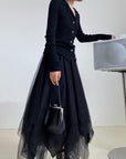 Dark Multi-Layered Irregular Gauze Skirt