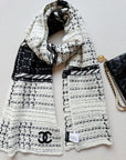Inspired Black & White Contrast Wool Knit Scarf (Gift Boxed)