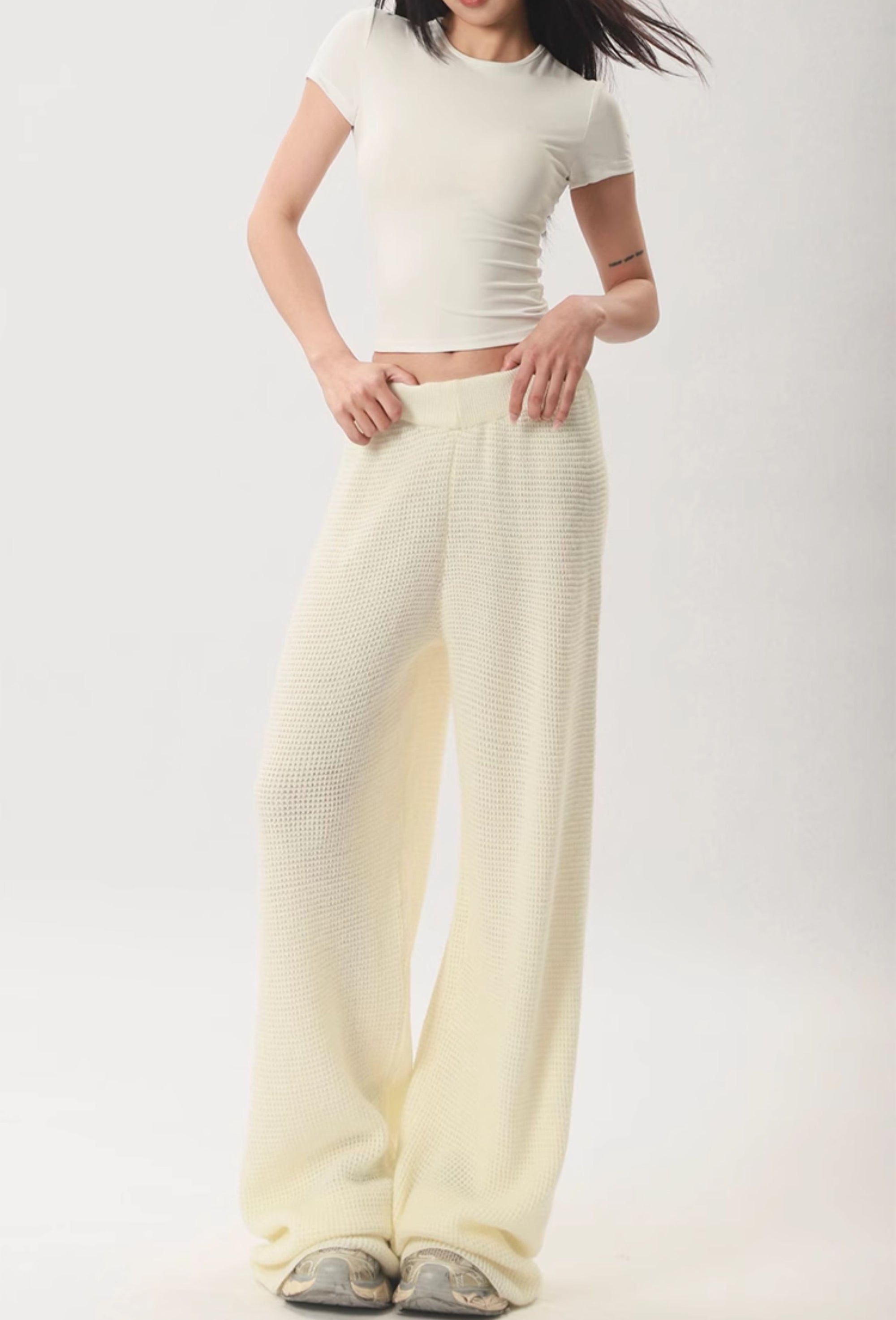 Waffle Knit ALO Wide-Leg Pants