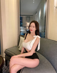 Korean Contrast One-Piece Swimsuit