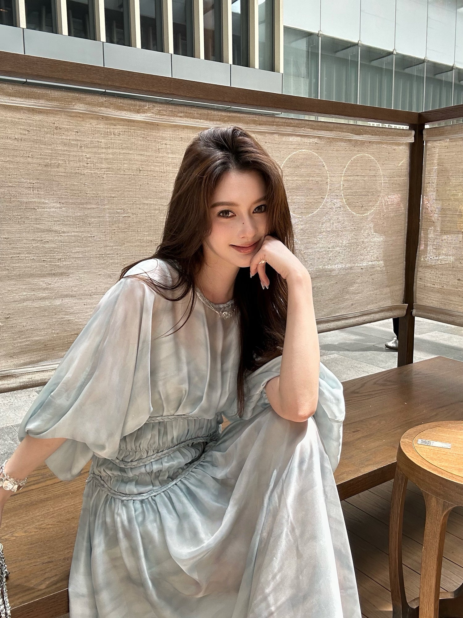 Dreamy French-Style Lantern Sleeve Maxi Dress (with Slip Dress)