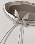 Korean 925 Silver Butterfly Wing Tassel Earrings