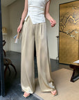 Upgraded Acetate High-Waist Tassel Wide-Leg Pants in Modern Chinese Style