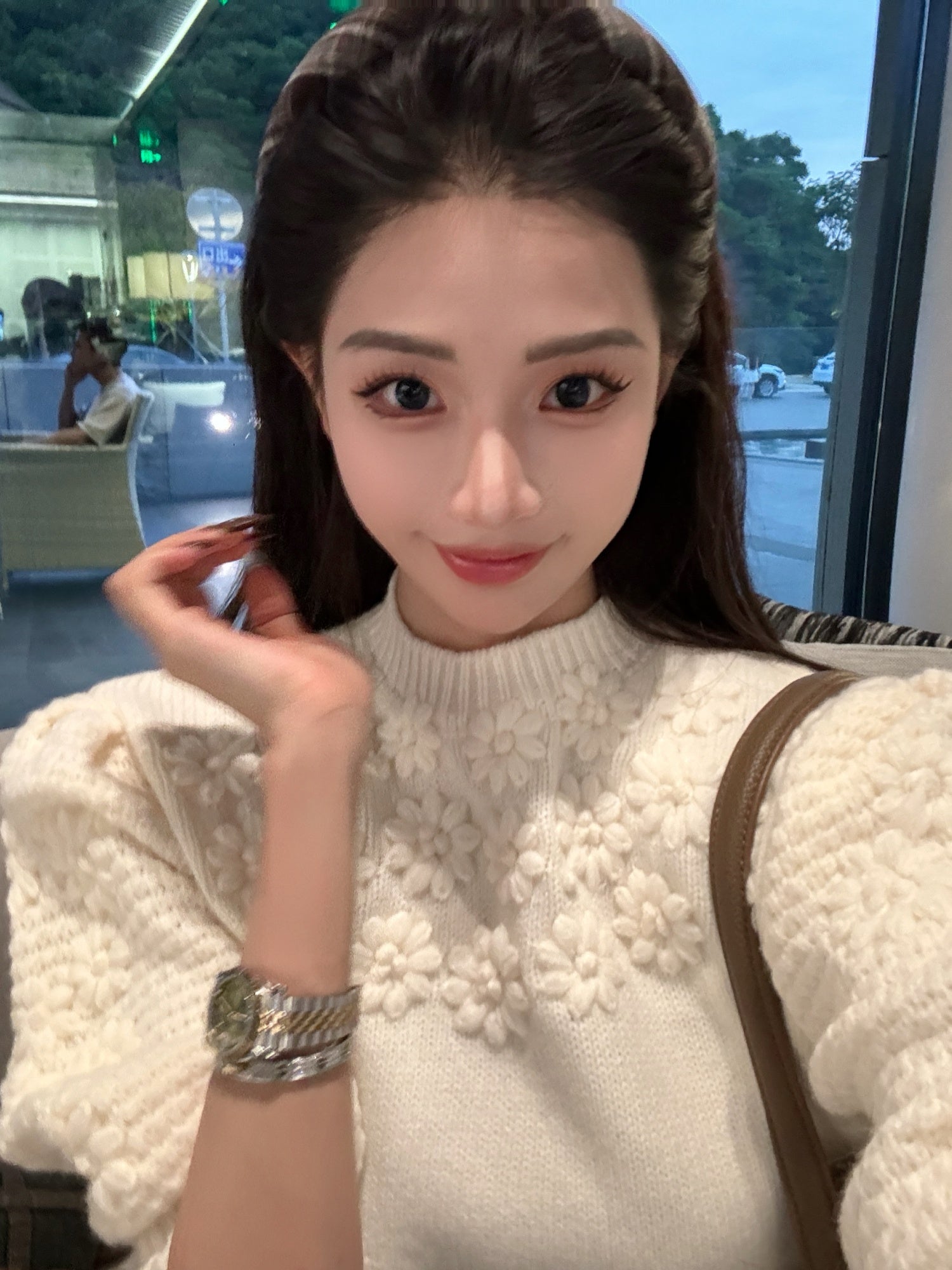French Heavywork Chunky Floral Wool-Cashmere Sweater