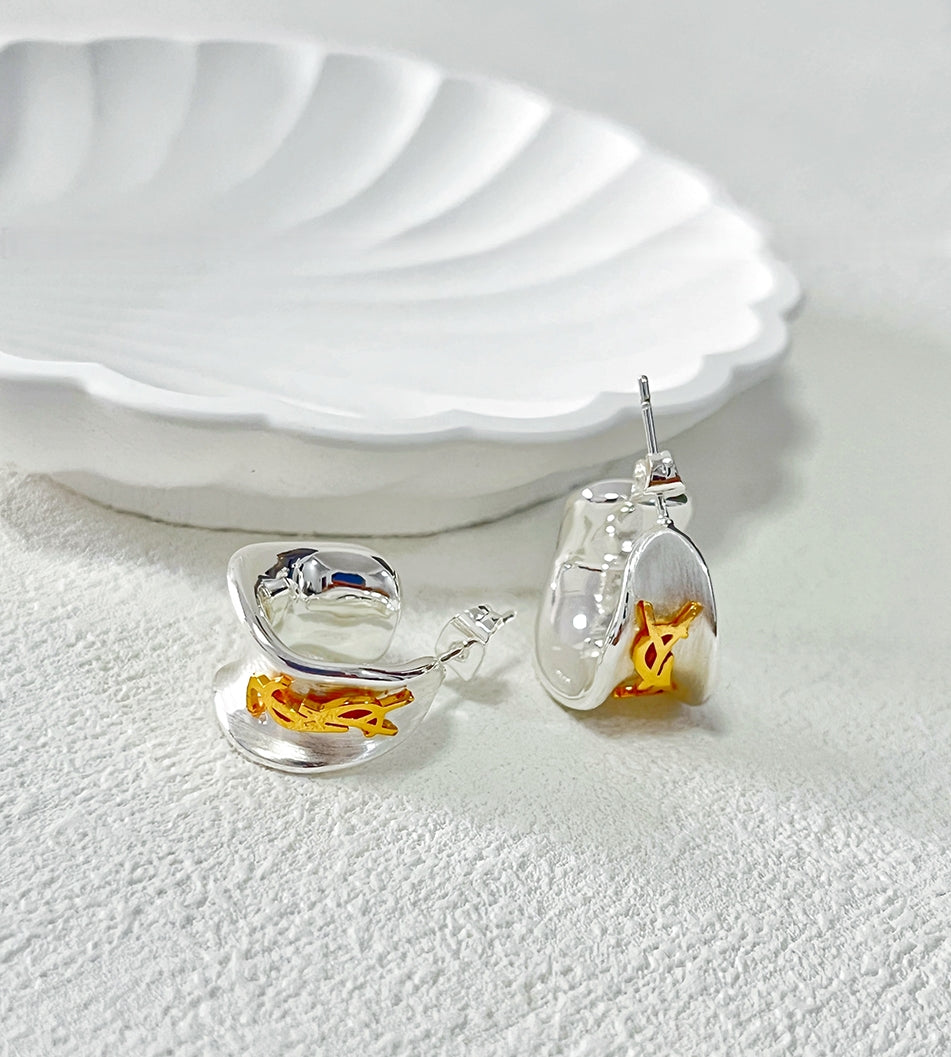 Irregular Letter 925 Silver Stud Earrings