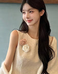 Chanel-Inspired Camellia Brooch & Hair Clip Set (Pink + White)