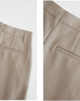 Shamoka Wool Camel Wide-Leg Curved Pants