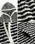 Upgraded Black & White Striped Flannel Loungewear Set