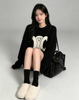 Triomphe Contrast Logo Knit Sweater with socks